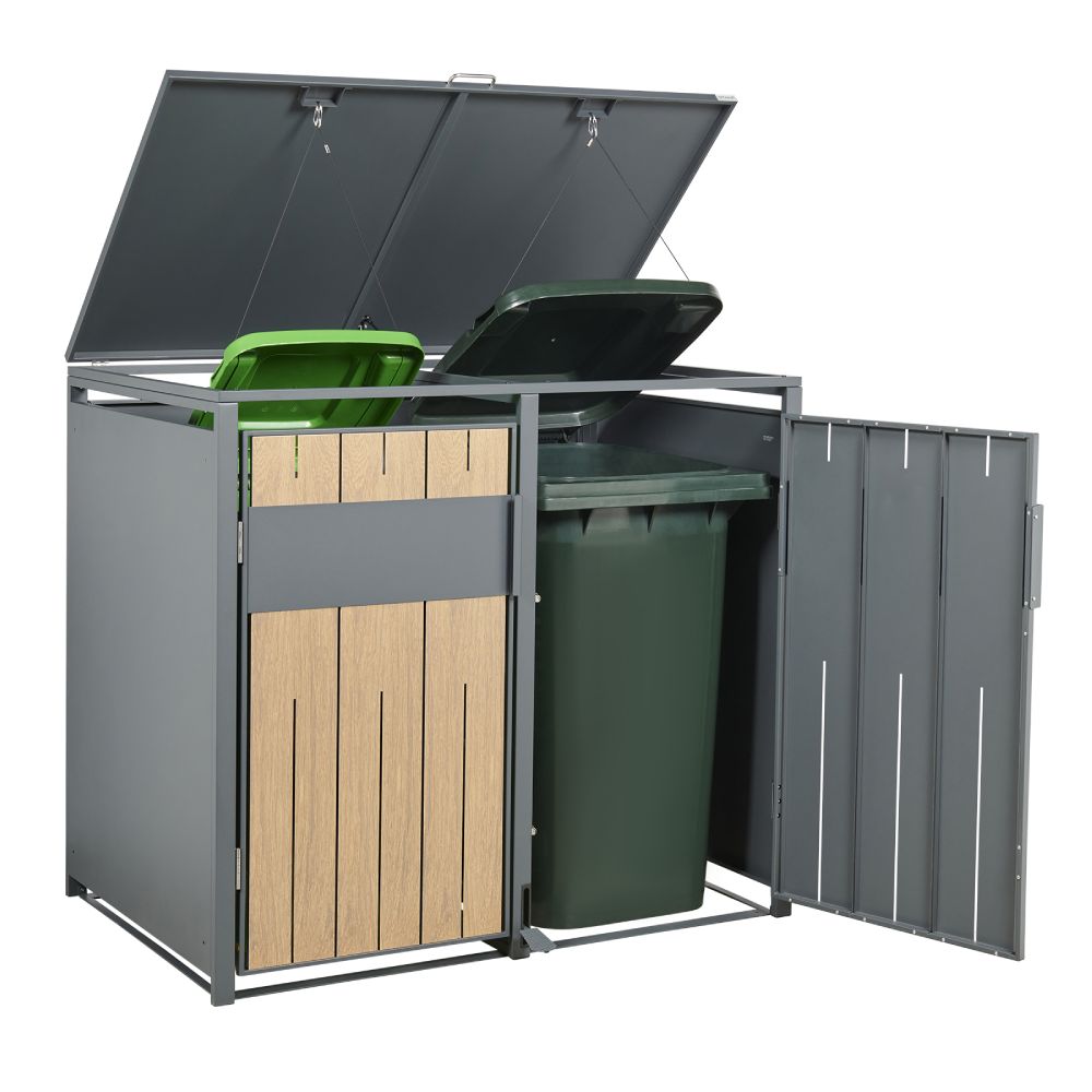 Stormà Wheelie Bin Shed (Double) – Wood Grain Finish