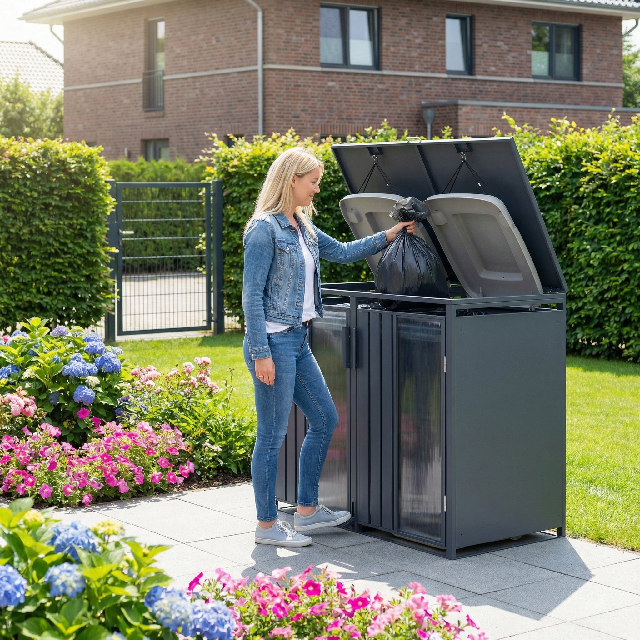 Stormà Wheelie Bin Shed (Double) – Dark Grey Finish
