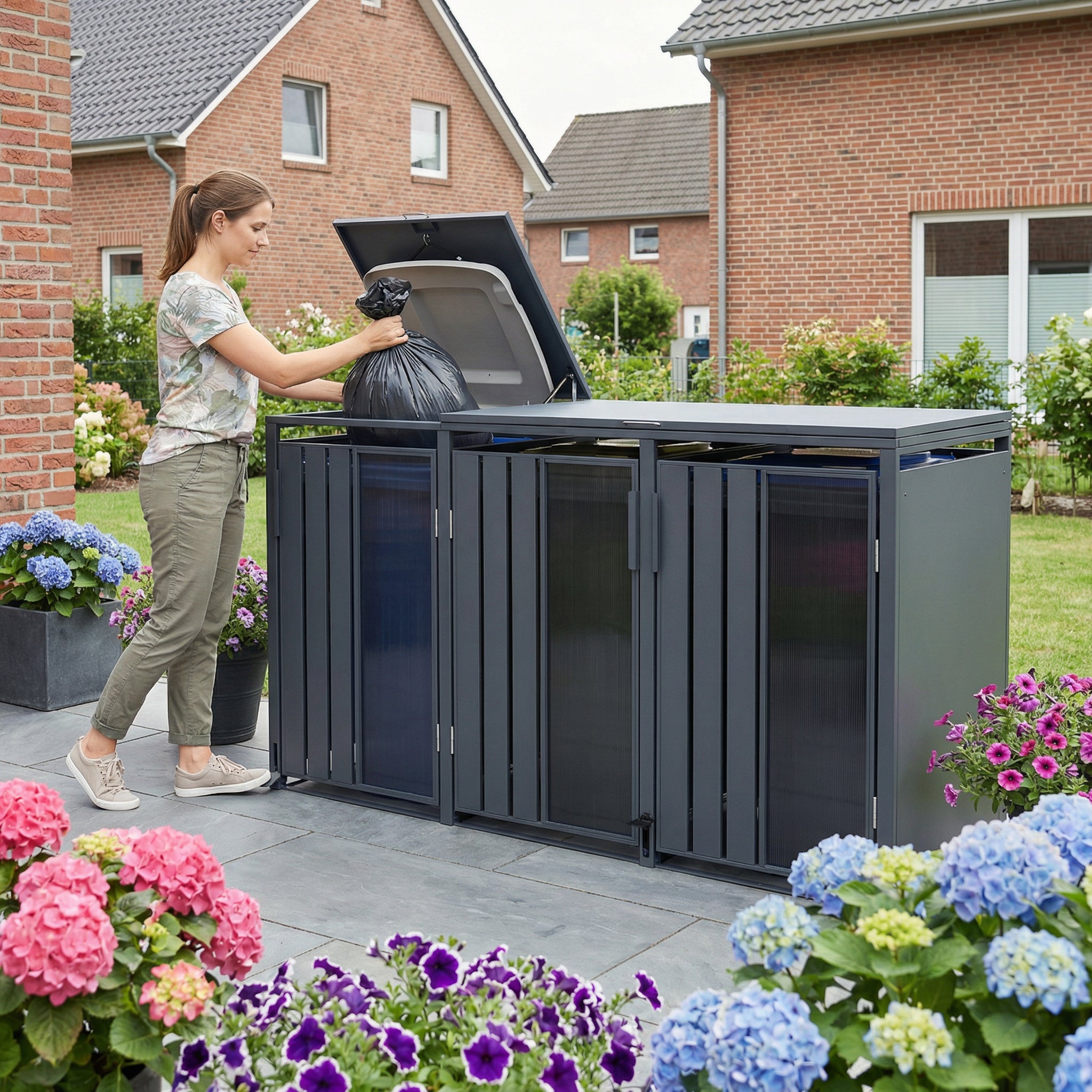 Stormà Wheelie Bin Shed (Triple) – Dark Grey Finish