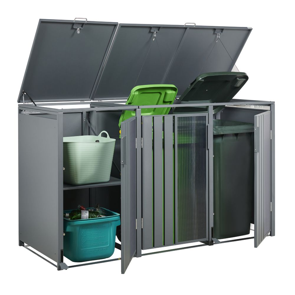 Stormà Wheelie Bin Shed (Triple) – Dark Grey Finish