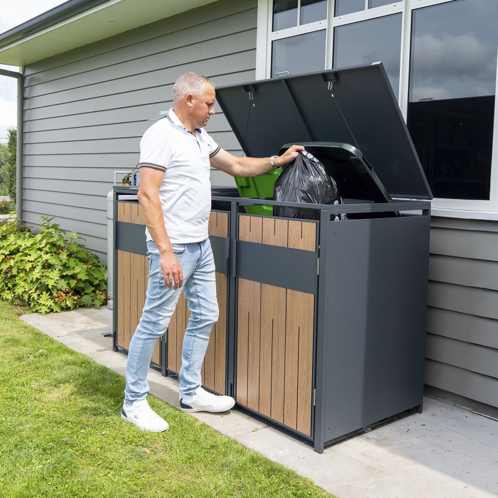 Stormà Wheelie Bin Shed (Triple) – Wood Grain Finish
